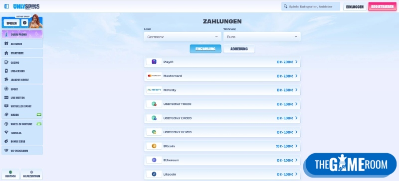 Einzahlung im Online Casino ohne LUGAS